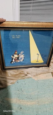 Vintage Looney Tunes Speechless Mel Blanc 1908-1989 Framed Velvet 3D 16x15 Glass