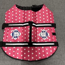 Dog Life Jacket Large Pink Polka Dot Life Vest Paws Aboard, Nylon Model PP1300
