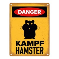 Danger Kampf Hamster Metallschild In 15X20 Cm Mit Hamster Silhouette