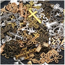 WOCRAFT 100pcs Cross Charms for Jewelry Making Assorted Small,