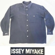 True Vintage ISSEY MIYAKE Mens Rayon BLue Grey Button Down Shirt M