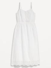 Old Navy Womens Sundress White Eyelet V-Neck Smocked Lined Cotton Boho Many Size