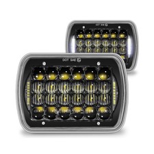 TRUE MODS 7x6 5x7 H6054 Black LED Headlights H4 2B1 Sealed Beam Replacement H...