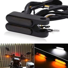 2PCS Mini Motorcycle Black LED Turn Signal Blinker Lights Amber For Harley Dyna