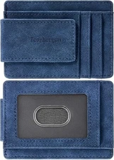 Toughergun Slim Minimalist Wallet for Men with Magnetic Money Clip Leather Walle