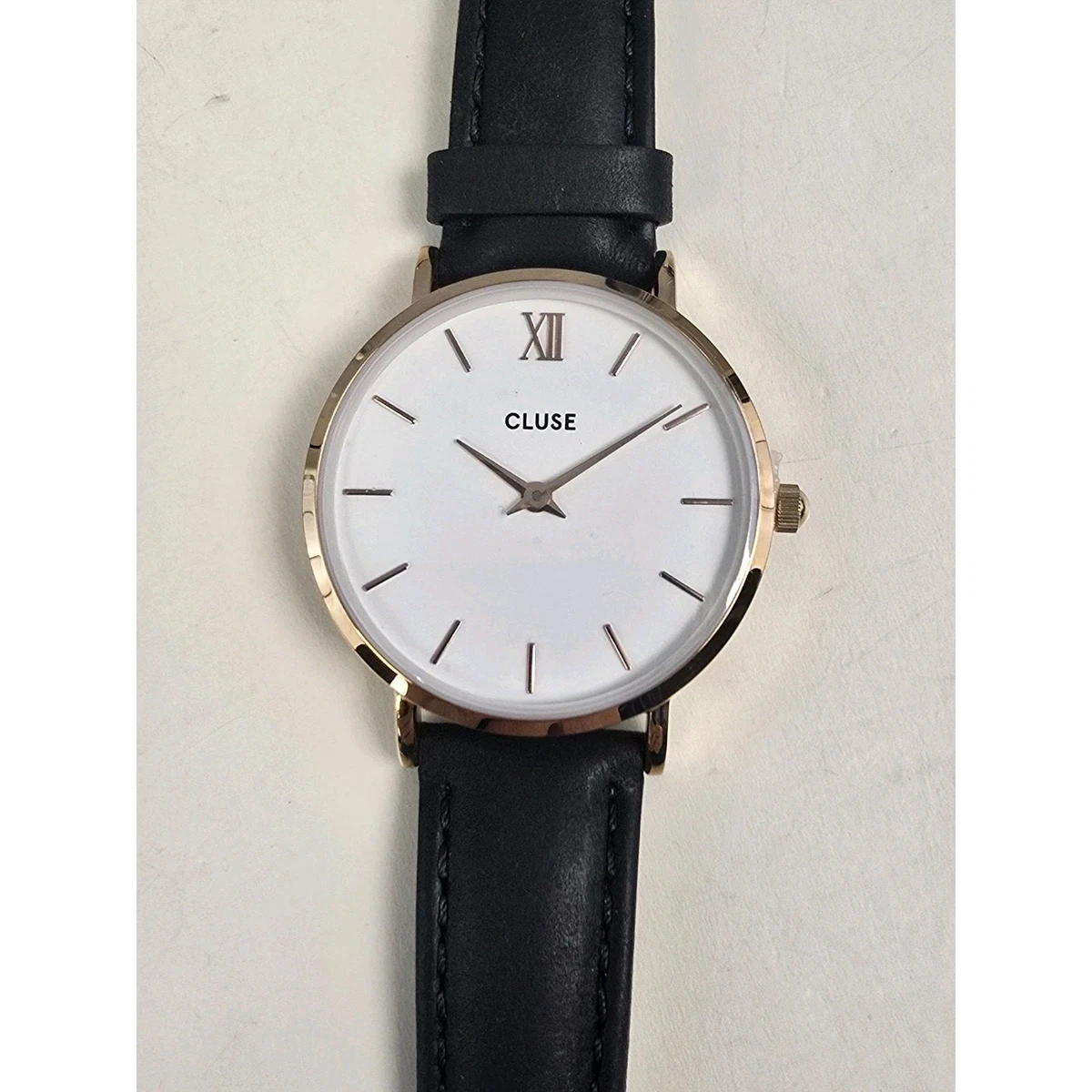 Cluse Women’s Watch Black Gray Leather Band Stainless Steel Case New Battery CLUSE Quadrus Multifunction Watch CW26203 Black/Silver  main image 2