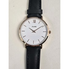 Cluse Womens Minuit White Dial Black Leather ...