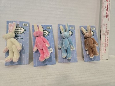 4 Vintage Cottontale Collection Hat Lapel Pin Rabbits Easter Pastel FREE SHIP