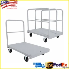 2-in-1 Heavy Duty Platform Truck Cart Steel Panel Truck Cart w/ 3 Side Handrails