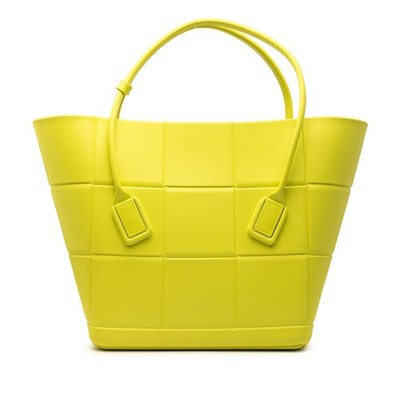 Bottega Veneta Medium Matte Rubber Arco Einkaufstasche Pre-Loved Neon Yellow