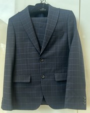 Moss London Navy Blue 2 Piece Suit 30W Short Leg Ex. Con Prom/wedding/ Occasion