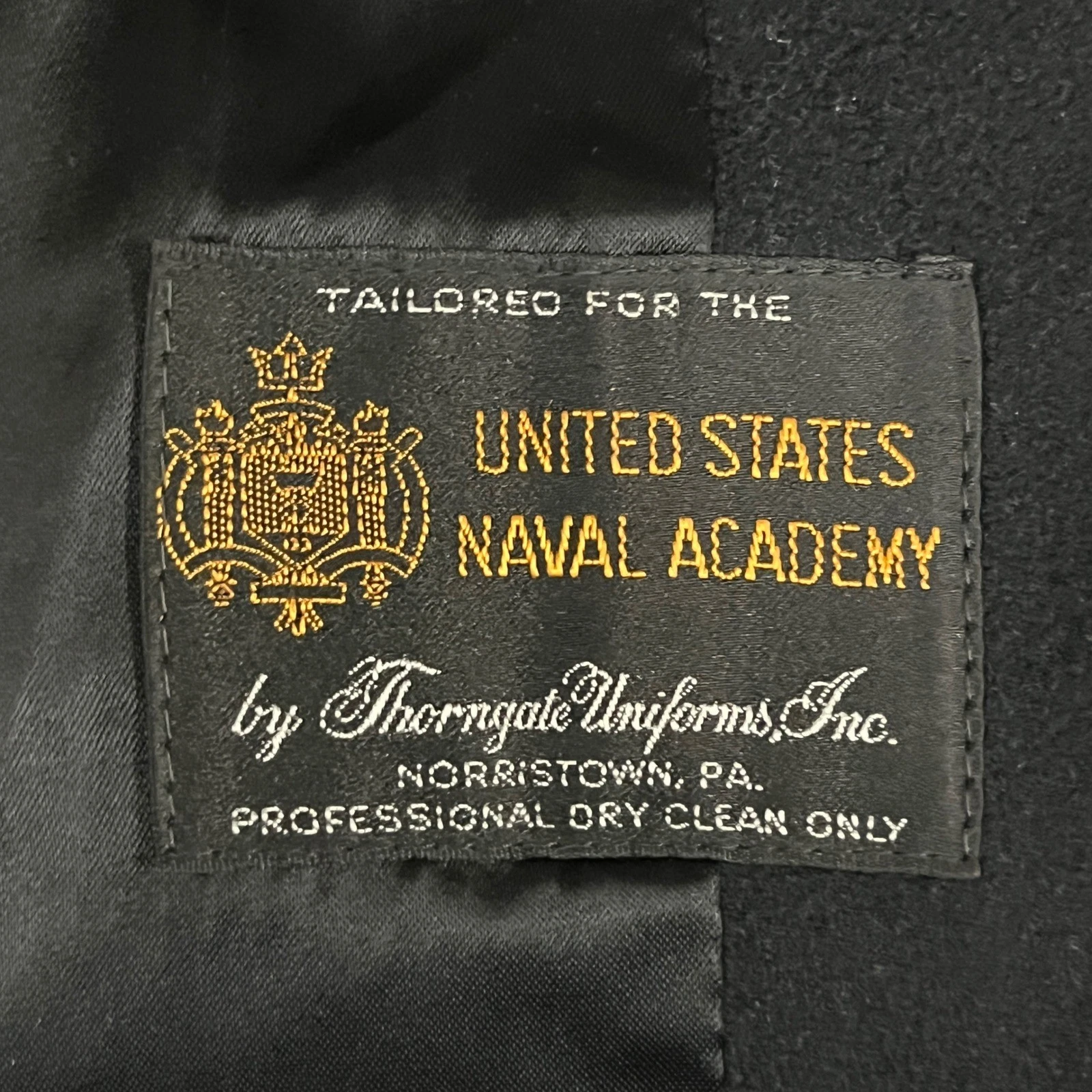 Naval Academy USNA Bridge Coat Thorngate Uniforms Black Wool Peacoat 36 Vintage image 3