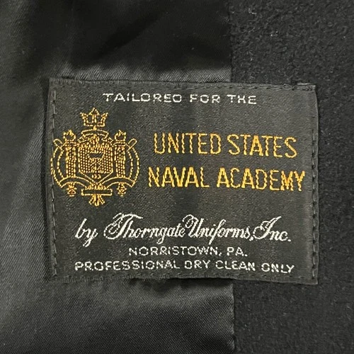 Naval Academy USNA Bridge Coat Thorngate Uniforms Black Wool Peacoat 36 Vintage image 3
