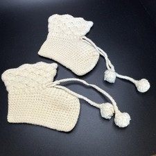 Vtg Handmade Cream Crochet Baby Booties