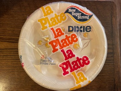 Dixie La Plate Vtg 80 s Divided Food Plates 10.25  Plates 11 Count Plastic Foam