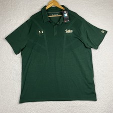 NWT Under Armour USF Bulls Polo Shirt Men 3XL Green South Florida Loose On Field