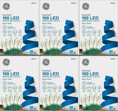 GE StayBright 6 X 100 Ct 24.75-ft Constant White Mini LED Plug-In Christmas