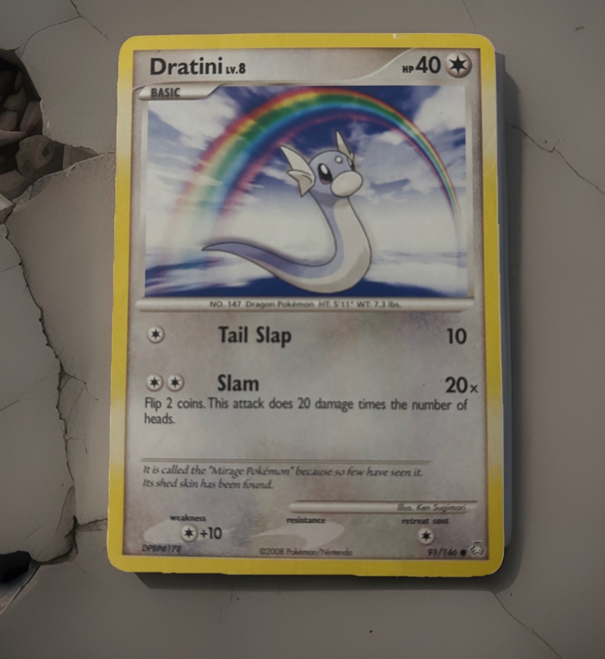 Vintage Pokemon Card - Dratini Legends Awakened 91/146 Common Diamond and Pearl