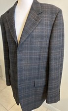 CANALI Gray Plaid Box Check 100 Wool Blazer Sport Coat Jacket US 38R S MINT