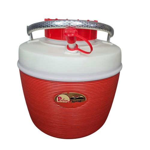 Poloron Alpine Vintage Red White Vacucel Insulated Beverage Jug Cooler Made USA
