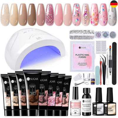 UR SUGAR Polygel Starterset UV-Lampe 48W 8 Farben Nagelset