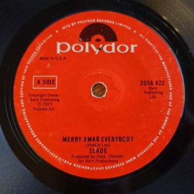 Slade   Merry Xmas Everybody 7'' Single Record 1973 Polydor Pop Rock 45 RPM