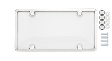 Auto Car Clear License Plate Cover Bubble Shield Tag Chrome Frame