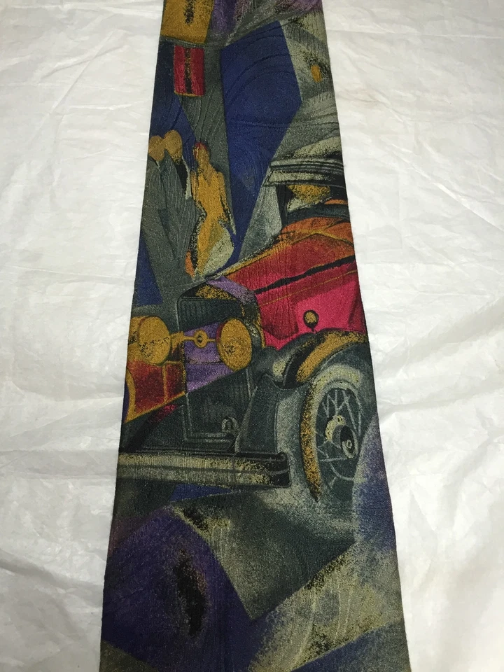 Gravata masculina BALLY CINZA ROXO VERDE AZUL 4 X 60 - Imagem 3 de 4