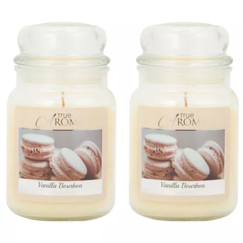 2 True Aroma Vanilla Bourbon Large Mason Jar Candle 80h Burn Time