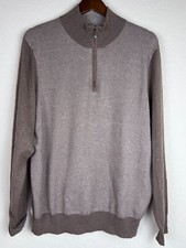 Brooks Brothers Cashmere Sweater Mens XL Beige Knit Long Sleeve 1/4 Zip Pullover