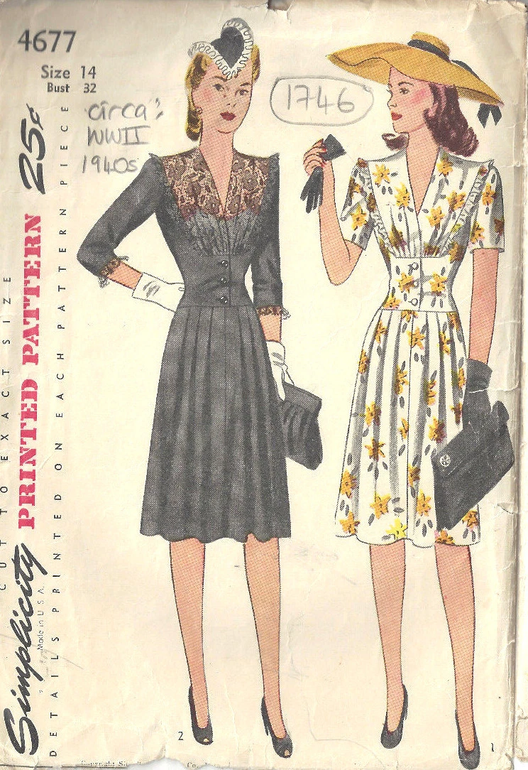 1940s WW2 Vintage Sewing Pattern B32