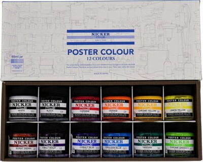 Nicker Poster Color 12 colors 40ml PC40ML12N Watercolor paint From Japan