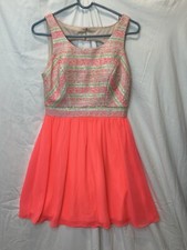 City Triangles Sz 5 Juniors Neon Pink & Green Tulle Open Back Party Dress