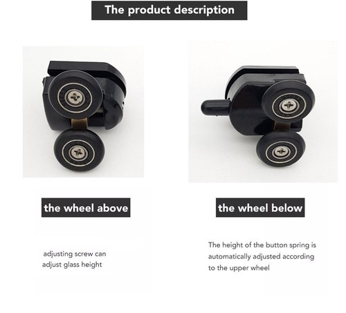 4 Pcs Black Shower Door Rollers Runners Wheels 23mm Top Bottom Replacement - Picture 4 of 9
