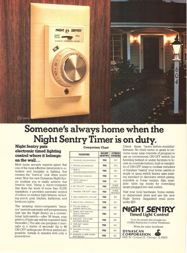 1981 Dynascan Corporation Night Sentry Timer Print Ad - Ephemera Collector's