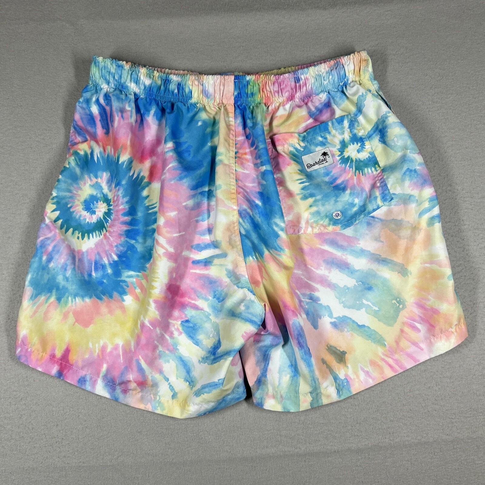 Boardies Mens XL Tie Dye Swim Trunks NWT Pastel Colors Pink Blue Yellow
