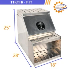 25''×28''×18'' Aluminum Side Mount Semi Truck Storage Tool Box w/Saddle Step