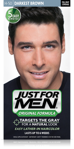 Just For Men ORIGINAL FORMULA SHAMPOO-IN HAIR COLOR DARKEST BROWN H-50 EASY FAST - Picture 7 of 11