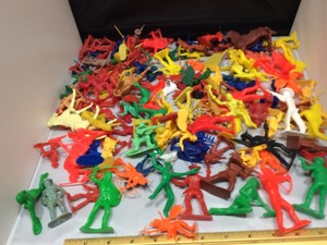 vintage plastic cowboys and indian figures
