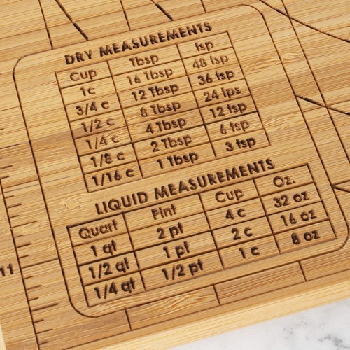 Dual-Sided Bamboo Butcher Block: Baker’s Board with Juice Grooves & Measurements - Picture 6 of 10