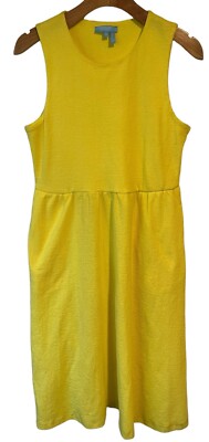 Draper James Tank Dress Size Medium Yellow Sleeveless Ankle Maxi Soft Crepe NEW