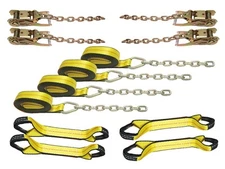 8 Point Tie Down System Kit Roll Back Chain Ends for Car Carrier Tow Truck USA