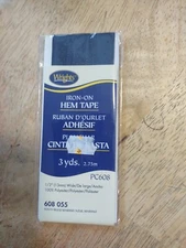 Wrights 117-608-055 Iron-On Hem Tape 1/2"X3yd-Navy
