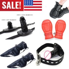 Newest Bondage Mouth Gag Mittens/Boots Handcuffs Fist Mitts Restraint Palms