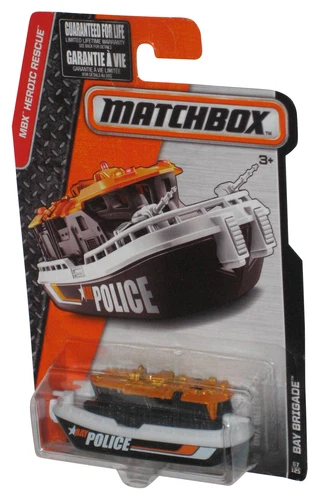 Matchbox MBX Heroic Rescue 2015 Black & White Police Bay Brigade Toy Boat Mattel