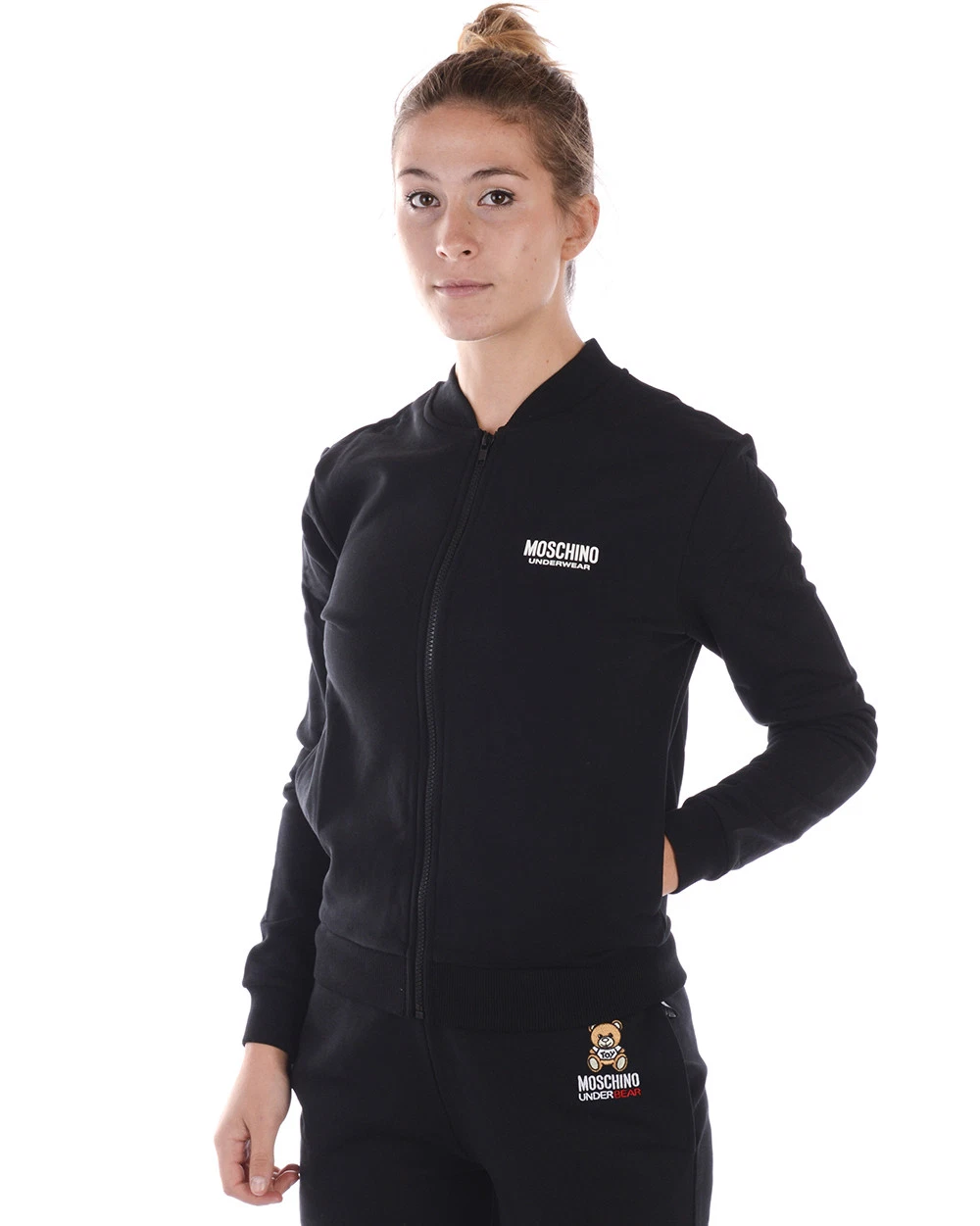 Felpa Moschino Underwear Sweatshirt Hoodie Cotone Donna Nero A17119004 555