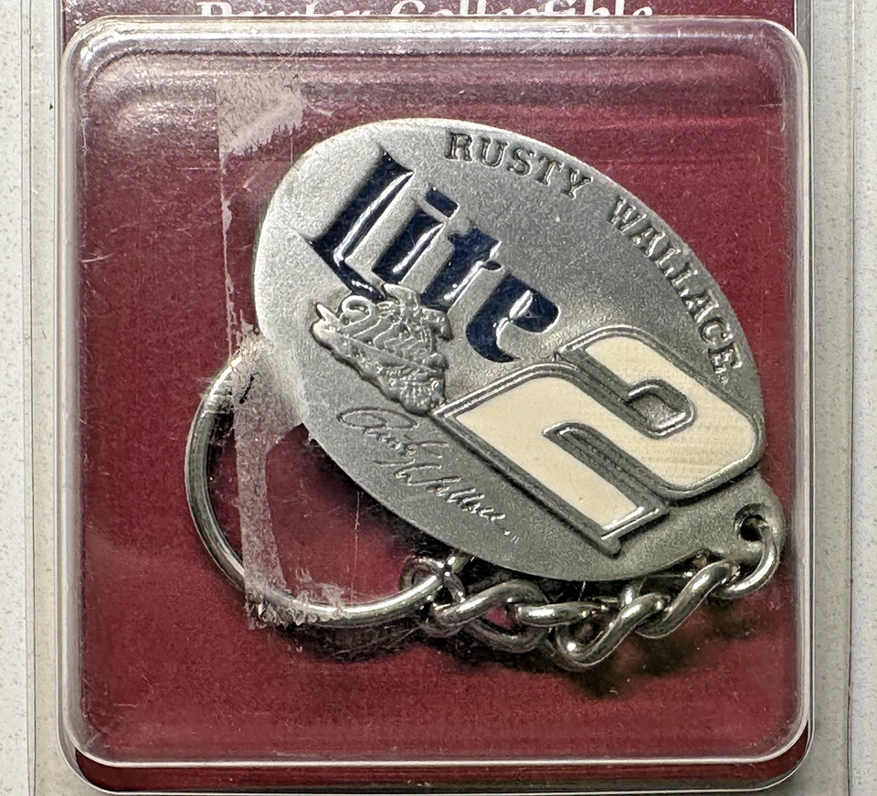 LLAVERO OXIDADO WALLACE NASCAR PELTRE PURO MILLER LITE 2, NUEVO EN CAJA E813 Foto 4 de 4