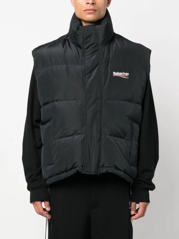 Balenciaga Cocoon Logo-Print Padded Gilet - Black - Size 46 (Small