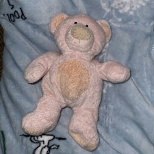 TY PLUFFIES 2002 PINKS BABY PINK  TAN TEDDY BEAR STUFFED ANIMAL PLUSH TOY