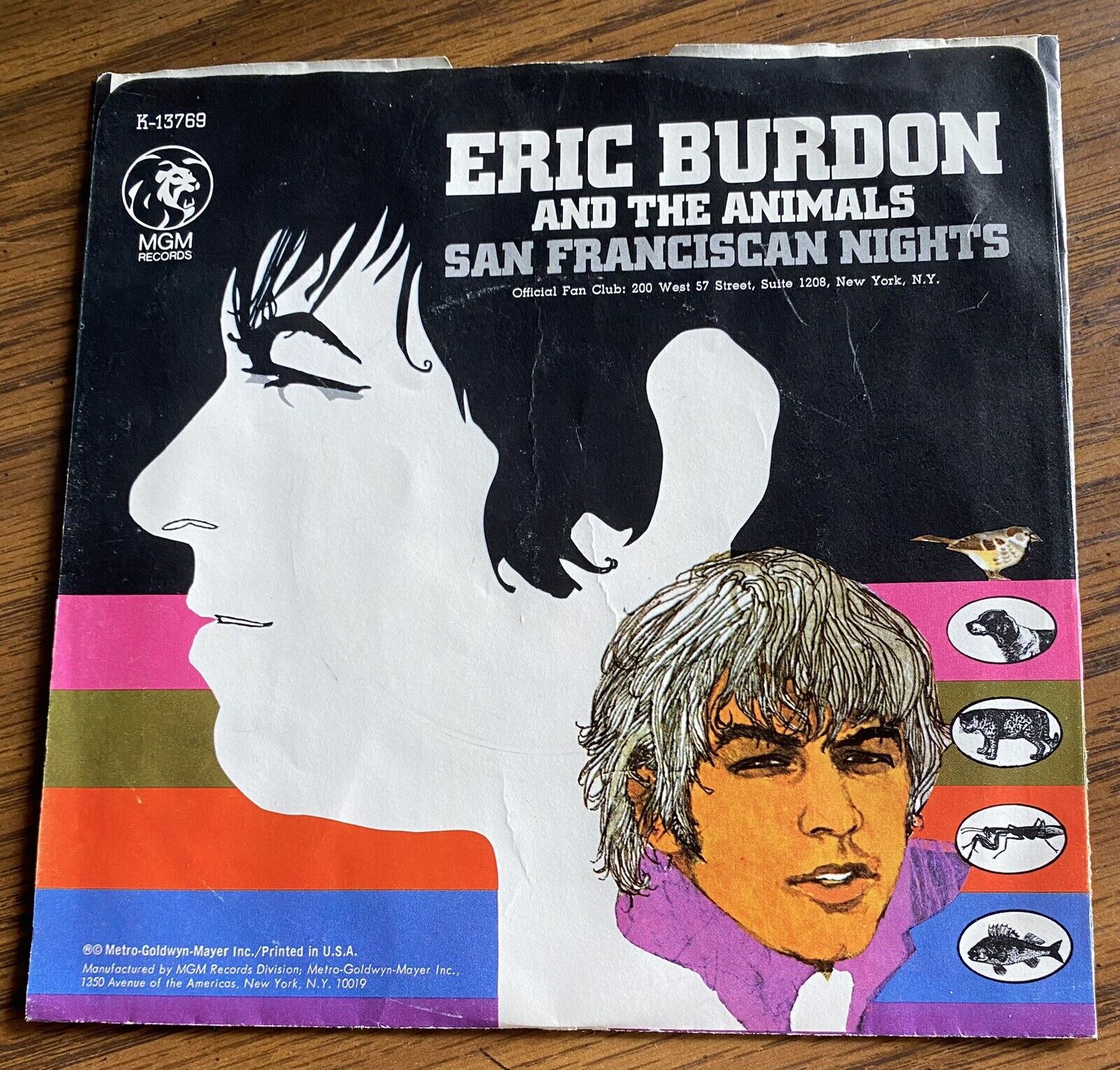 Eric Burdon & The Animals San Franciscan Nights 45rpm MGM 13769 W/PS (Aug 1967)